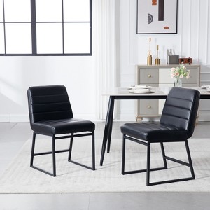 Mid Century Modern Leisure Dining Chairs Set of 2,Modern Kitchen Chair with Upholstered Seat Backrest, Metal Leg,Armless Leisure for Living Bedroom - 1 of 4