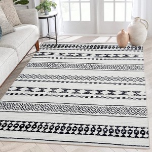10' x 13' Washable Geometric Modern Farmhouse Stain Resistant Living Room Bedroom Dining Room Home Office Rug - 1 of 4