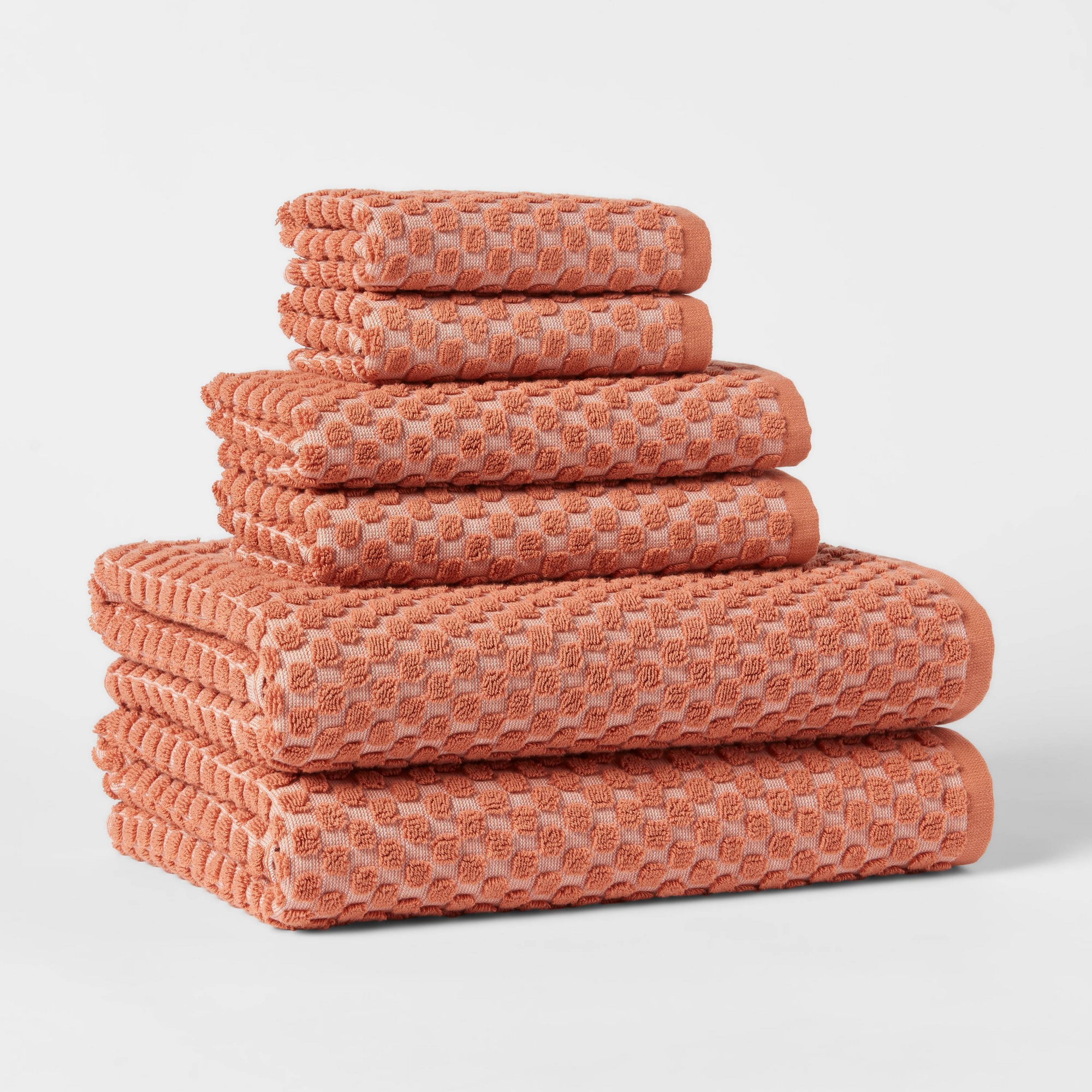 6pc Performance Plus Textured Dot Bath Towel Set Terracotta - Threshold™