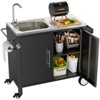 ORRD Outdoor BBQ Grill Cart with Storage & Wheels - Rolling Patio Grill Table with Hooks & Spice Rack, Black - 3 of 4