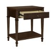 VYNXARIA Wood veneer nightstand offers one drawer and a lower shelf for storage,Dark brown - 2 of 4