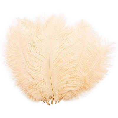 Bright Creations 14 Pieces Champagne Ostrich Feathers for Art and Crafts, Costumes & Decorations (10-12 in)