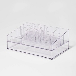 Extra Large Bathroom Plastic Tiered Cosmetic Organizer Clear - Brightroom™: Makeup & Skincare Storage, Countertop Use - 1 of 4