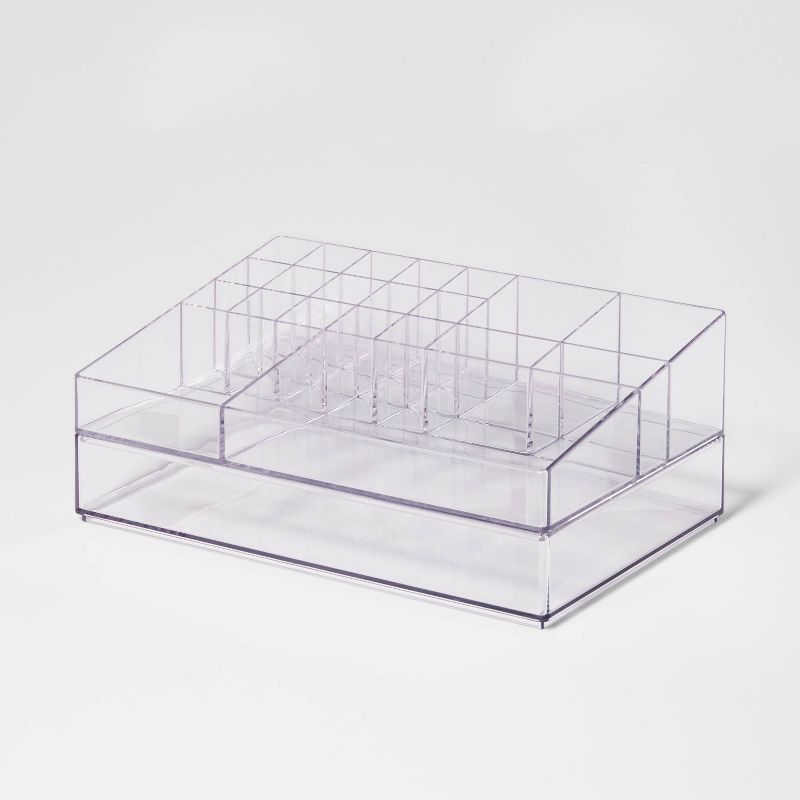 Extra Large Bathroom Plastic Tiered Cosmetic Organizer Clear - Brightroom&#8482;, 1 of 8