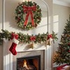24 Inch Pre - Lit Outdoor Wreath Front Door Decoration 55 White Lights Bulbs Wall Wreath Outside Winter Holiday - 2 of 4