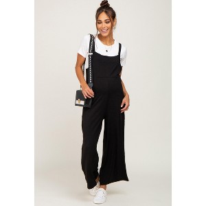 PinkBlush Black Sleeveless Pocketed Wide Leg Maternity Jumpsuit - 1 of 4