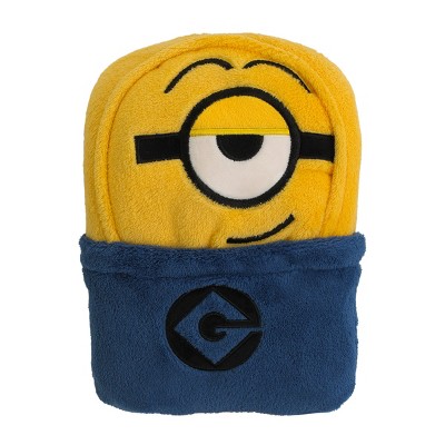 NoJo Illumination Lazy Minions Club Yellow, Blue and White, Minion Character Shaped Toddler Blanket