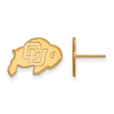 Black Bow Jewelry 10k Yellow Gold Colorado Buffalos NCAA Post Earrings