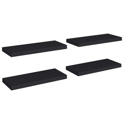 vidaXL Floating Wall Shelves 4 pcs Black 23.6"x9.3"x1.5" MDF