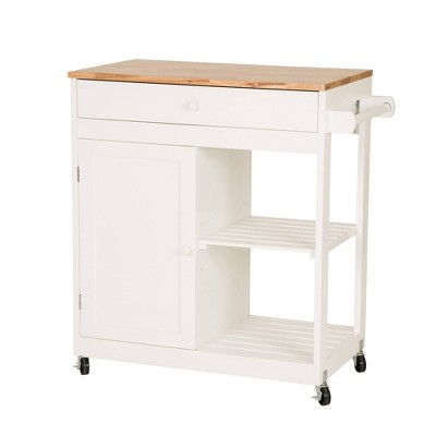 Wood Top Kitchen Island White - Glitzhome