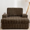 42"W Oversized Sleeper Armchair with Storage Ottoman, Cup Holders and Side Pockets, Faux Fur Chaise Lounge for Living Room or Bedroom - Koiai - 2 of 4