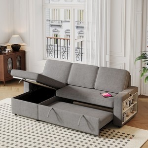 NicBex Modern Pull Out Sofa Bed Convertible Sleeper Sofa with Storage Chaise and Racks for Living Room - 1 of 4