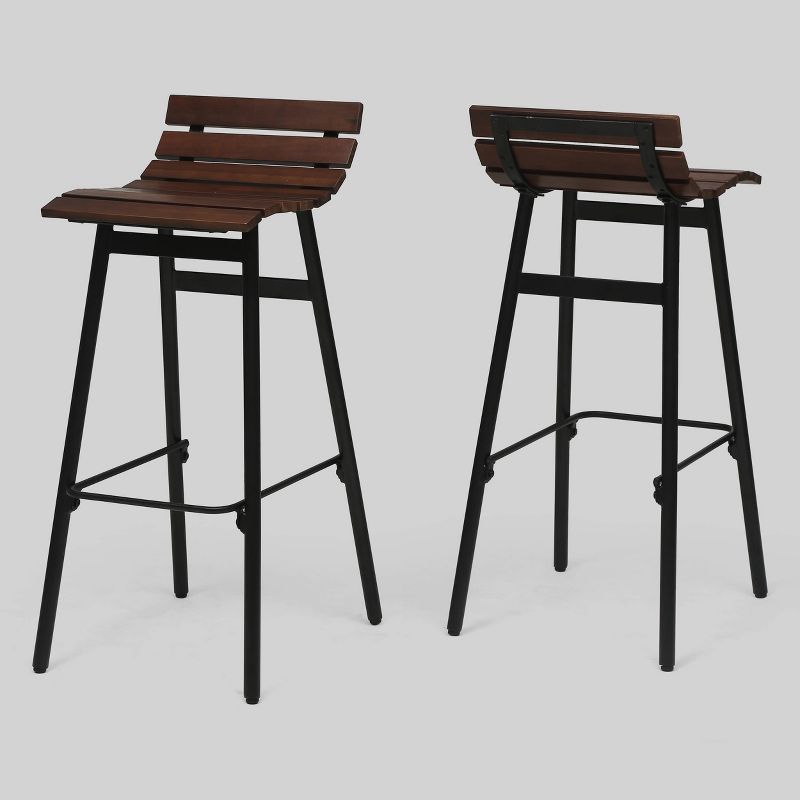Set of 2 Pepperwood Wooden Barstool - Christopher Knight Home, 1 of 7
