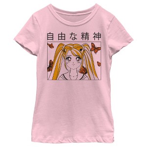Girl's Lost Gods Butterfly Anime Girl T-Shirt - 1 of 4