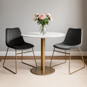 Homy Casa Modern Dining Chairs with Velvet Upholstery & Gold Metal Legs, Set of 2, Gray - 1 of 4