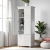 Tall Storage Cabinet with 2 Drawers and Adjustable Shelf, Freestanding MDF Organizer with 2 Doors and Anti-Tip Kit - 4 of 4