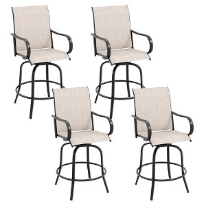 Tangkula Outdoor Swivel Bar Stool Set of 4 w/Breathable Fabric and Heavy Duty Metal Frame - 1 of 4