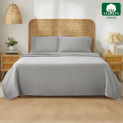 Light Grey Organic Cotton Percale California King Sheet Set