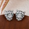 Anna-Kaci Gold Plated Leopard Cheetah Panther Head Animal Zircon 925 Sterling Silver Stud Earrings for Women - 2 of 4
