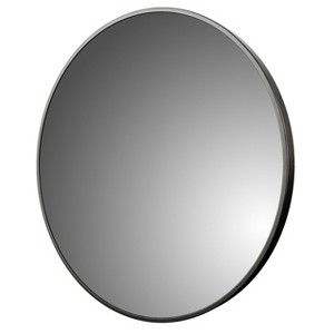Cesar Circle Brushed Black Aluminum Frame Large Circle Black Round Wall Mirror -The Pop Home - 1 of 4