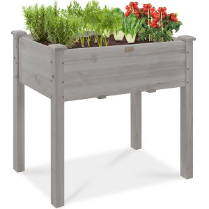 Best Choice Products 34x18x30in Raised Garden Bed, Elevated Wood Planter Box for Kids, Patio w/ Bed Liner - 1 of 4