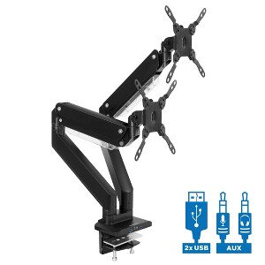 Mount-It! Full Motion Articulating Heavy Duty Dual Monitor Desk Mount w/ USB 3.0 Ports Fit 17-35 in, 33 Lbs. Capacity Per Arm w/ Adjustable Gas Spring - 1 of 4