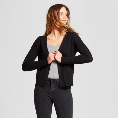 black v neck cardigan women's