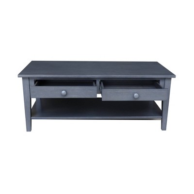 Spencer Antique Washed Heather Gray Wood Coffee Table with Storage