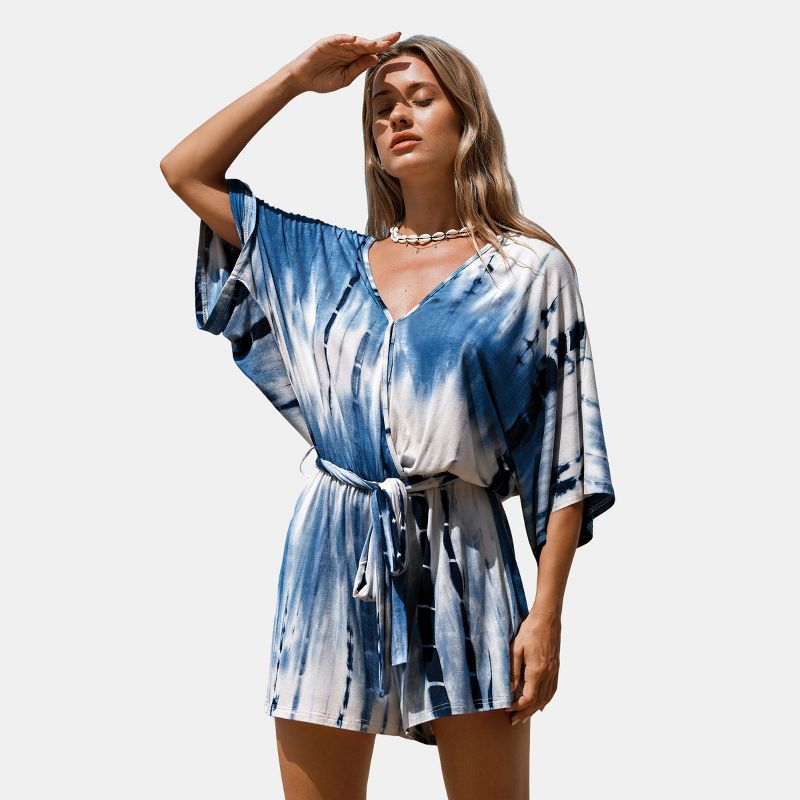 Women's Blue and White Tie-Dye Romper - Cupshe, 1 of 8