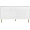 RISOKEYS 7 Drawer Dresser,High Gloss Dresser with Golden Metal Handles,Chest of Drawers with Wide Drawers for Bedroom,Living Room,Hallway,White - 2 of 4