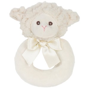 Bearington Baby Lamby, 5.5 Inch Cream Lamb Plush Stuffed Animal, Soft Baby Rattles and Plush Rings - 1 of 4