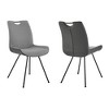 Contemporary Dining Chair in Gray Powder Coated Finish and Pewter Fabric - Set of 2 - 2 of 4