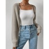 Coolmee Women's Open Front Ribbed Knit Crop Bolero Drop Shoulder Long Sleeve Loose Fit Knitted Crop Cardigan Shrug Light Grey M - 4 of 4