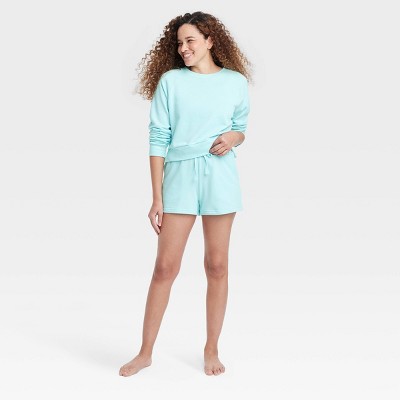 Image of Women's Fleece Lounge Shorts - Colsie™ Blue L