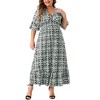 Agnes Orinda Women's Plus Size Boho Floral Bell Sleeve Ruffled Hem Deep V Neck A Line Maxi Dresses - 2 of 4