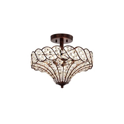 16" x 16" x 13" Maica 4 Light Abstract Crystal and Metal Semi Flush Mount Brown - Warehouse Of Tiffany