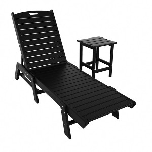 WestinTrends 2 Pieces Poly Outdoor Patio Chaise Lounge Chair with Side Table Set - 1 of 4