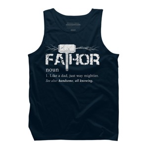 Men's Design By Humans Viking Mightier Hero Fa-Thor Dad By EijhaBuddha Tank Top - 1 of 2