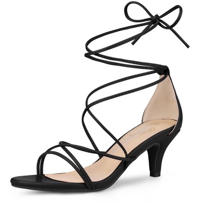 Perphy Women's Sandal Strappy Kitten Heel Lace Up Outreet Prom Shoes