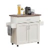 Okak Kitchen Island On Wheels with Water Resistant Top, Kitchen Cart with Adjustable Shelves, Towel Rack and Spice Rack, Countertop Organizer, White - 3 of 4