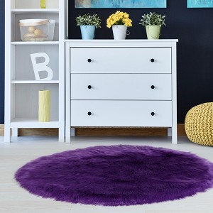 PiccoCasa Office Home Bedroom Faux Sheepskin Puffy Plush Area Soft Warm Floor Mat 1 Pc - 1 of 4
