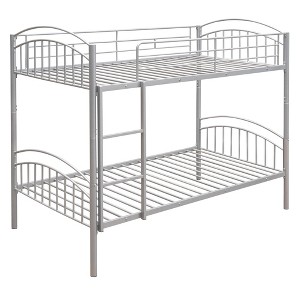 Bellemave Twin Over Twin Metal Bunk Bed with Ladder & Guardrail, Convertible to 2 Beds, Heavy Duty, Space-Saving Bed for Kids Teens, Silver - 1 of 4