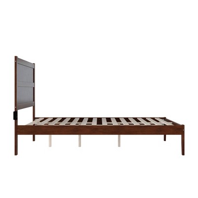Modern Classic Queen Platform Bed with Wooden Headboard