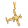 Black Bow Jewelry 14k Yellow Gold 3D High-Wing Airplane Pendant - 3 of 4