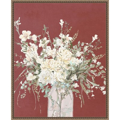 Amanti Art Warm Flowers in Glass Vase by Patricia Pinto Canvas Wall Art Print Framed 16 x 20-in.