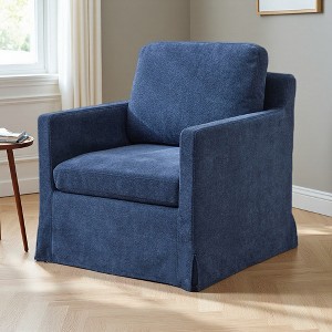 29.9" Chenille Skirted Swivel Chair with Removable Cushion - 1 of 4