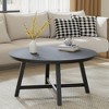 36" Round Coffee Table – Wood Grain Top with Thick Metal Legs & Adjustable Feet, Modern Circle Center Table for Living Room & Apartments - 2 of 4