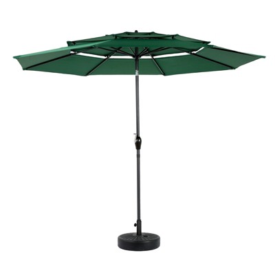 VisioGear Patio Umbrellas, Outdoor Umbrella with Auto-tilt, 3-Tier Market Umbrella with 8 Ribs, Green, 115.75"*98.43"*115.75"