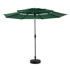 VisioGear Patio Umbrellas, Outdoor Umbrella with Auto-tilt, 3-Tier Market Umbrella with 8 Ribs, Green, 115.75"*98.43"*115.75" - 1 of 4