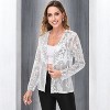 Anna-Kaci Women's Sequin Embellished Open-Front Cardigan with Sheer Mesh Long Sleeves - 2 of 4
